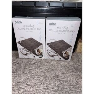2x Pure Enrichment PureRelief Deluxe Heating Pad - 12" x 24" - Gray (BRAND NEW)